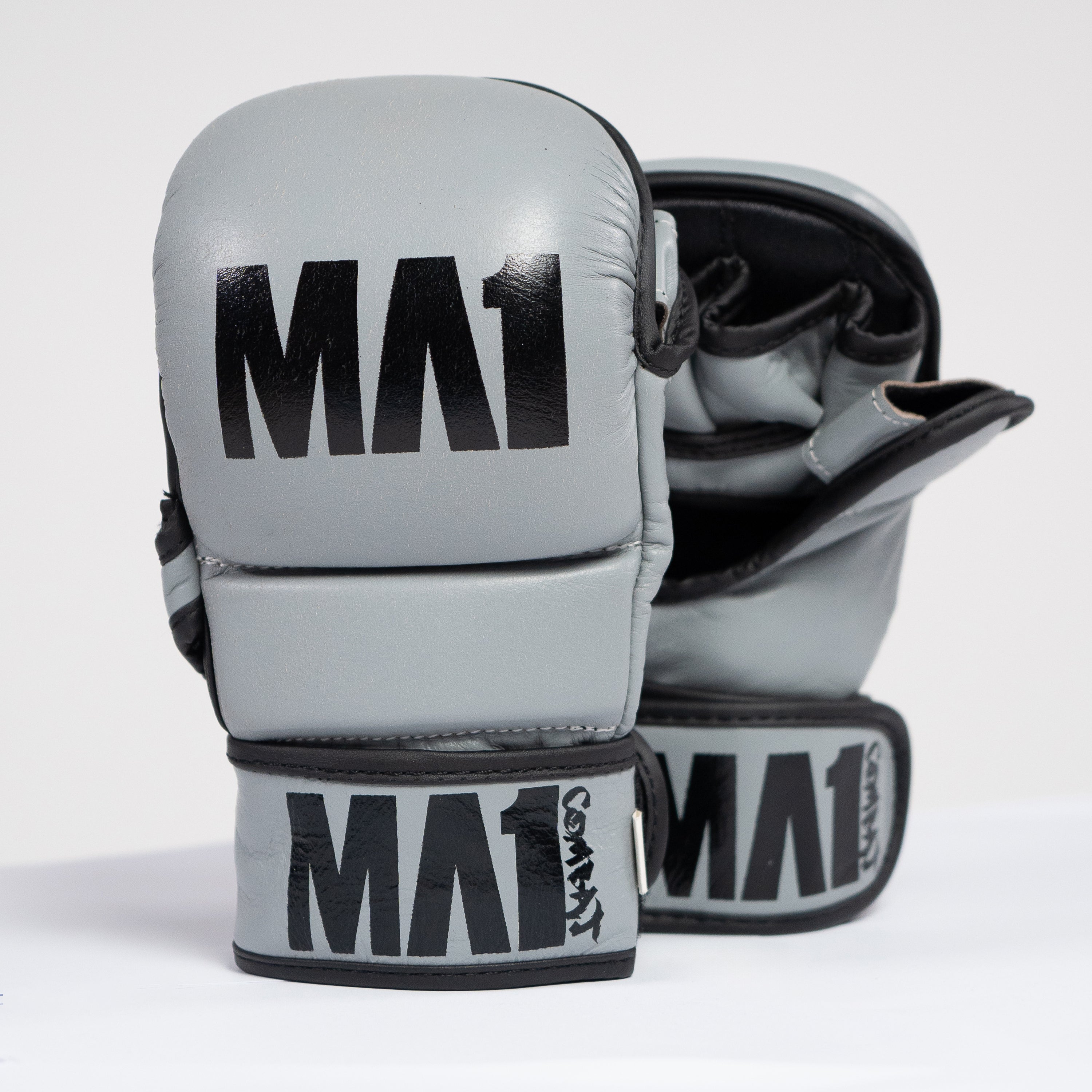 MA1 Grey Elite Leather MMA Sparring Gloves