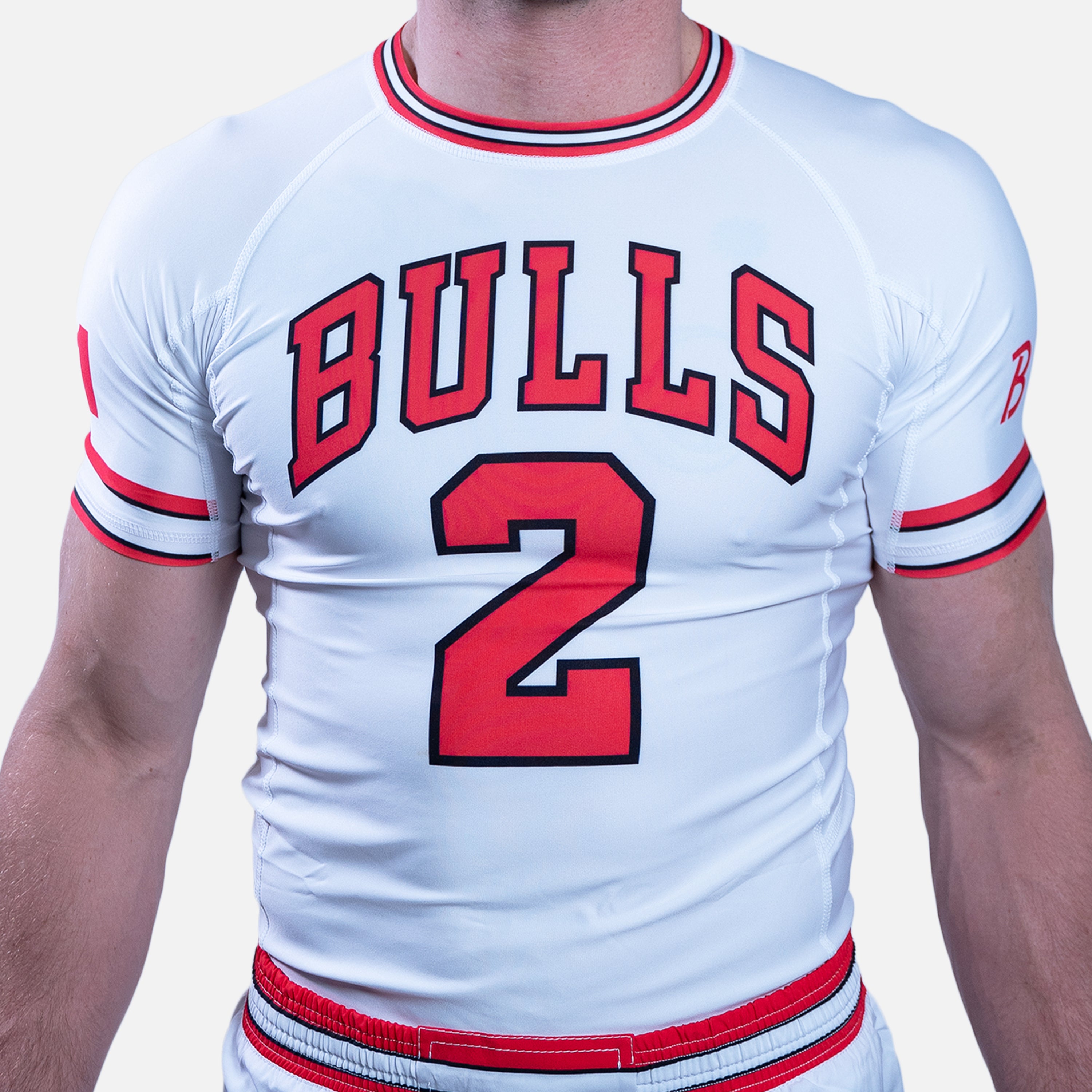 B-Team White Bulls Short Sleeve Rashguard