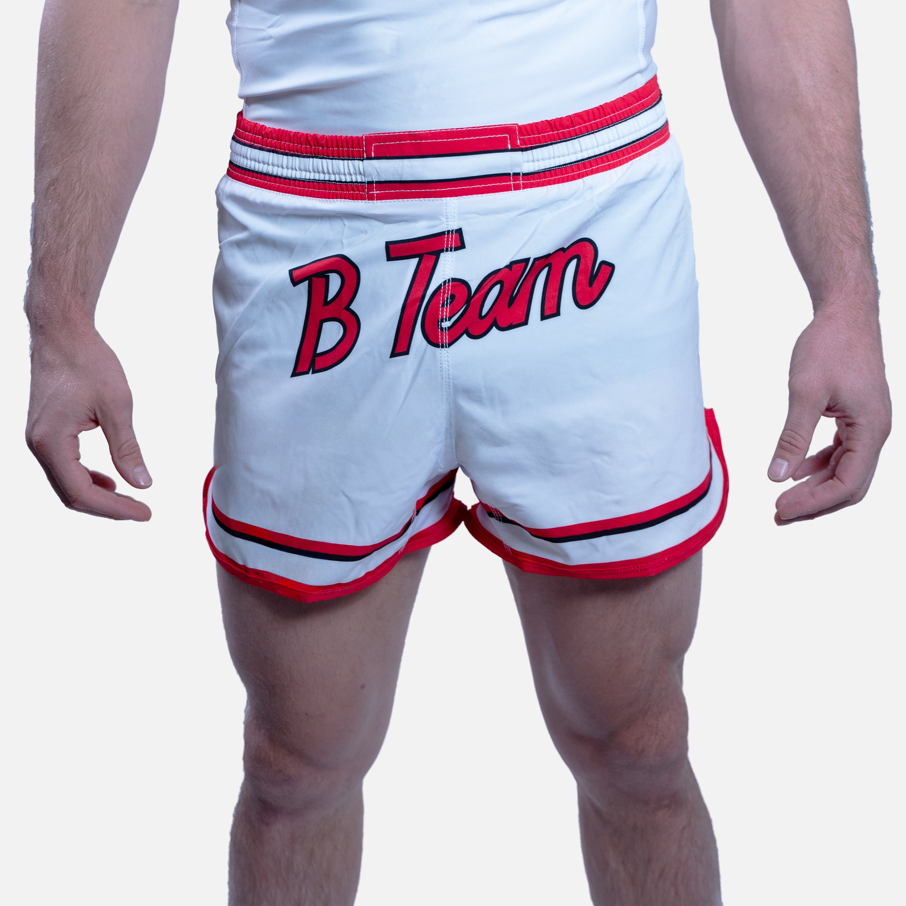 B-Team White Bulls High Cut MMA Shorts