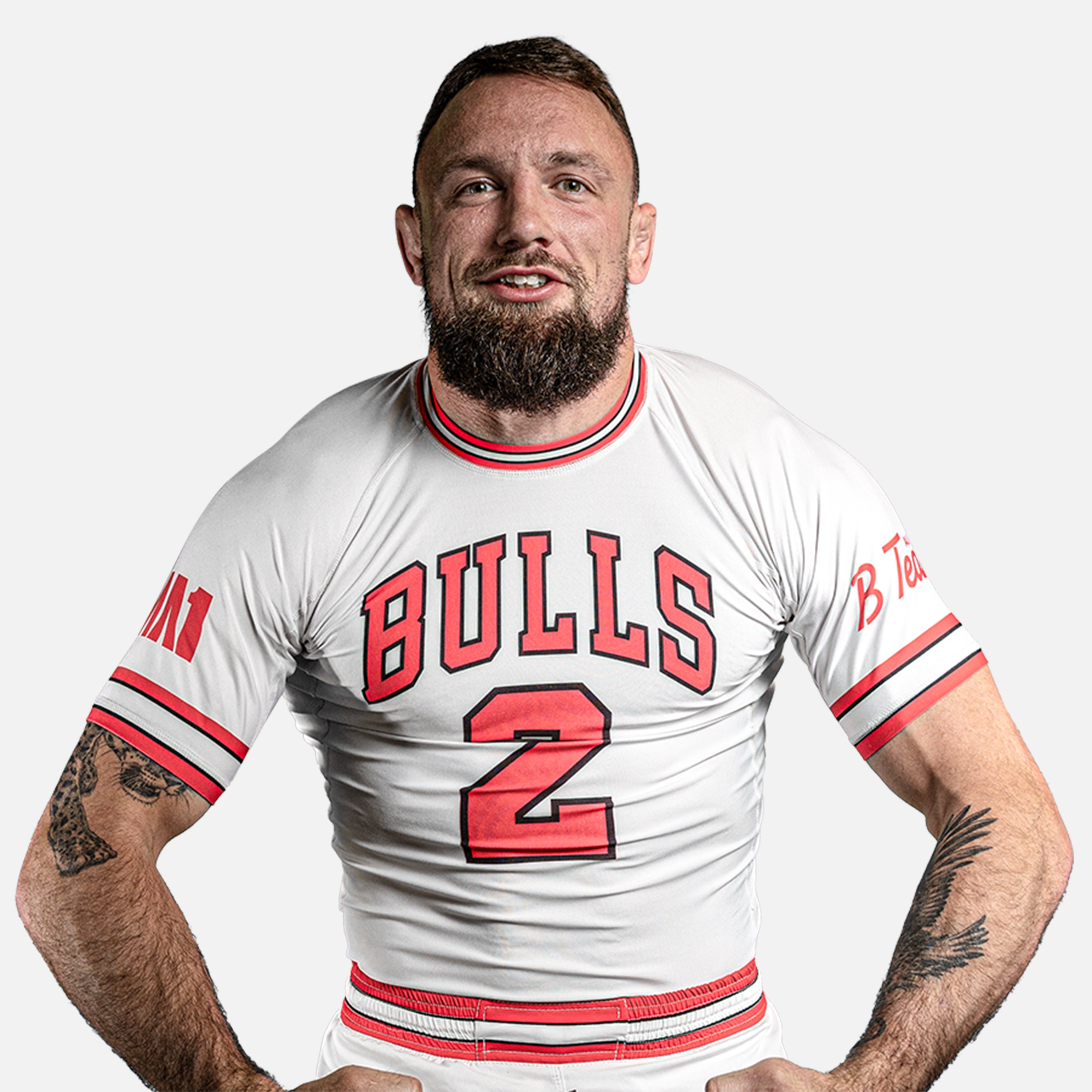 B-Team White Bulls Short Sleeve Rashguard