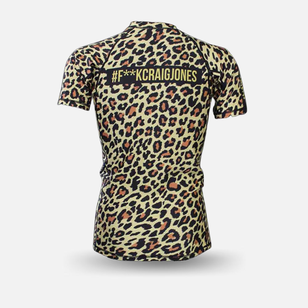 MA1 #F**kCraigJones Gold Leopard Rash Guard