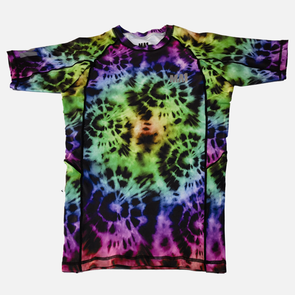 MA1 Tie Dye Black Short Sleeve Rash Guard