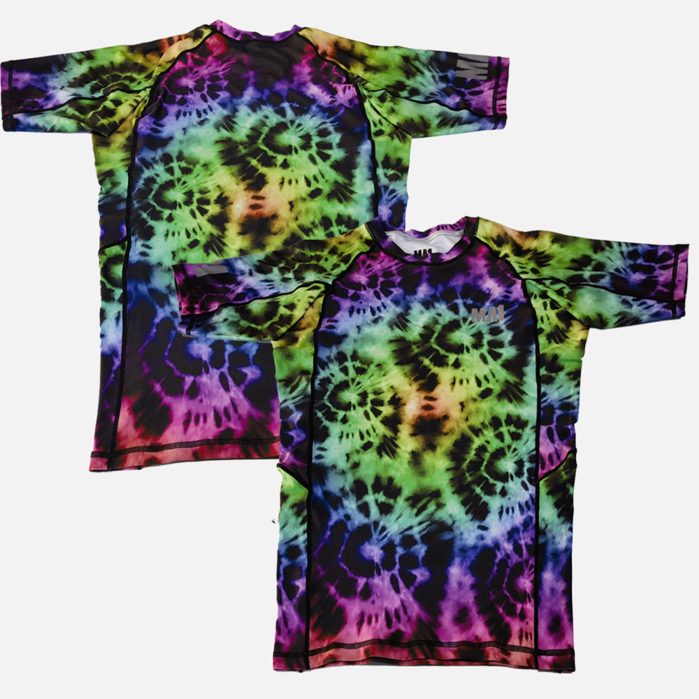 MA1 Tie Dye Black Short Sleeve Rash Guard