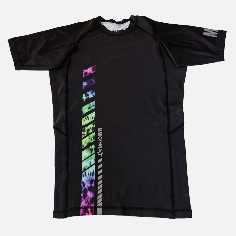 MA1 Tie Dye Black Logo Short Sleeve Rash Guard