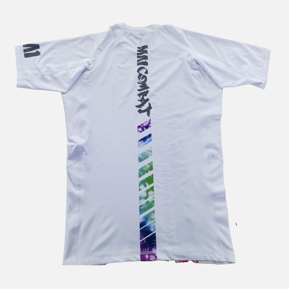 MA1 Tie Dye White Logo Short Sleeve Rash Guard