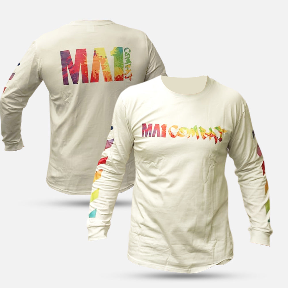 MA1 Combat White Color Splash Long Sleeve T-Shirt