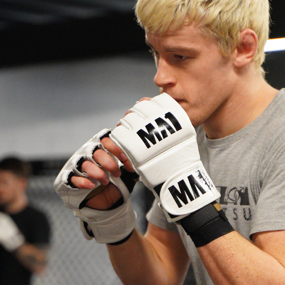 MA1 White Leather 4oz MMA 4 Gloves