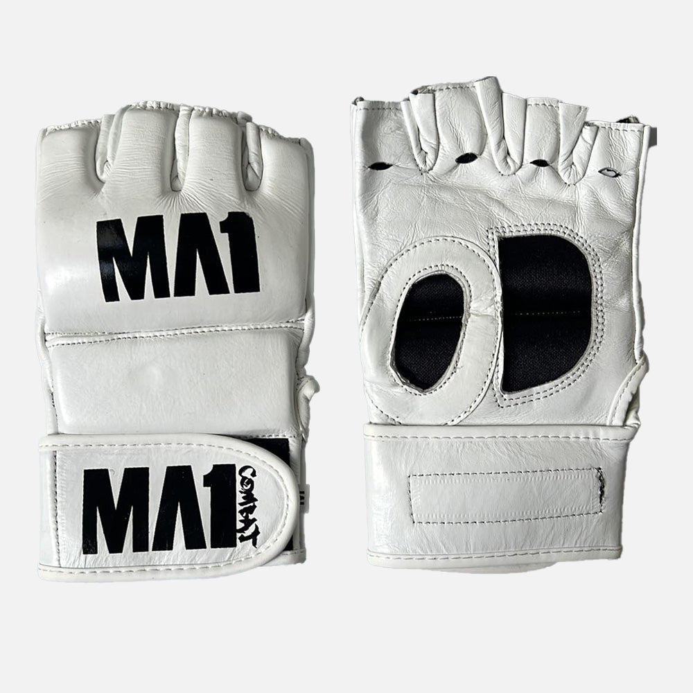 MA1 White Leather 4oz MMA 4 Gloves