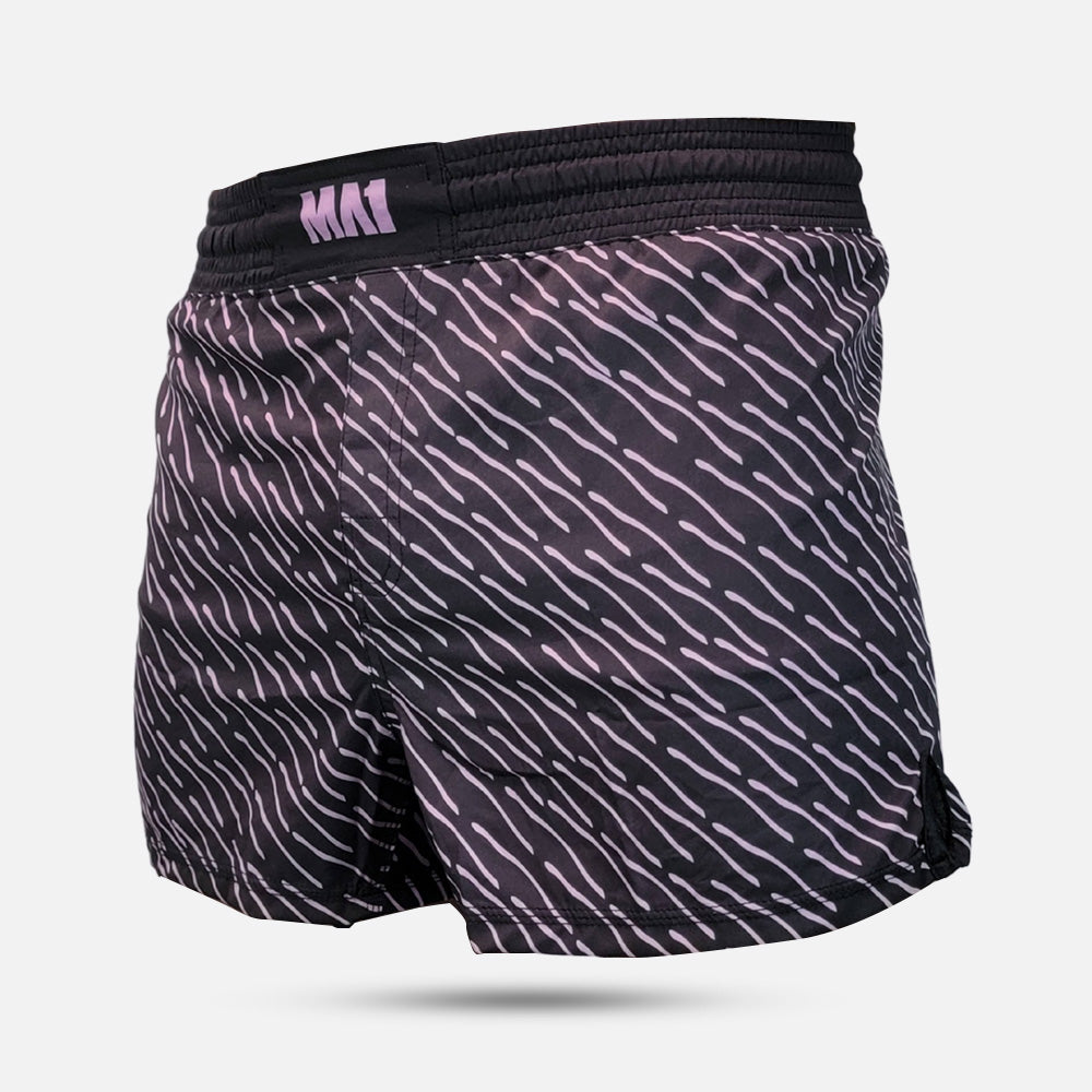 MA1 PINK AND BLACK PATTERNED MMA SHORTS