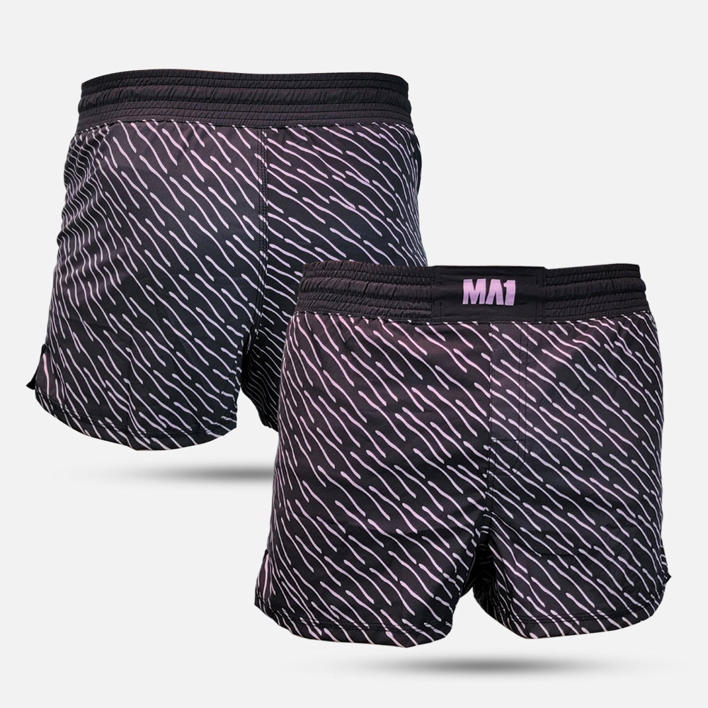 MA1 PINK AND BLACK PATTERNED MMA SHORTS