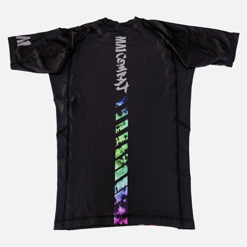 MA1 Tie Dye Black Logo Short Sleeve Rash Guard