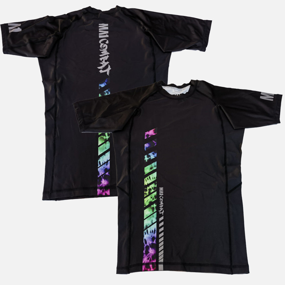 MA1 Tie Dye Black Logo Short Sleeve Rash Guard