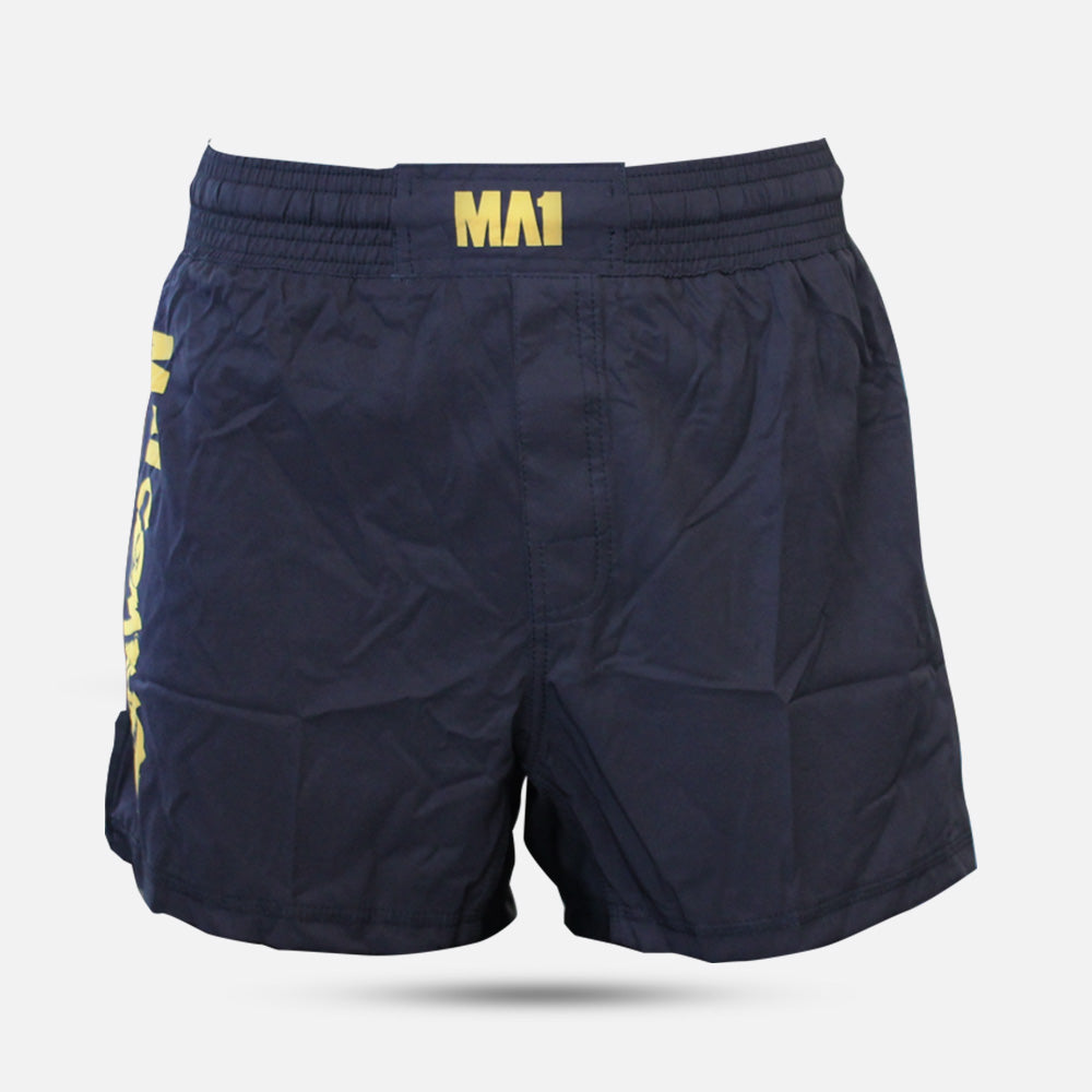 MA1 COMBAT BLACK AND GOLD MMA SHORTS